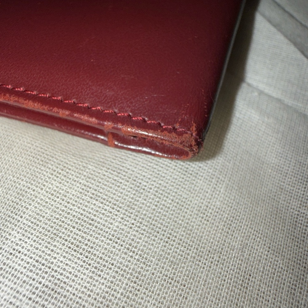 Vintage Must de Cartier Bordeaux Leather Card Holder-Gold Corner Made in France - Picture 5 of 9